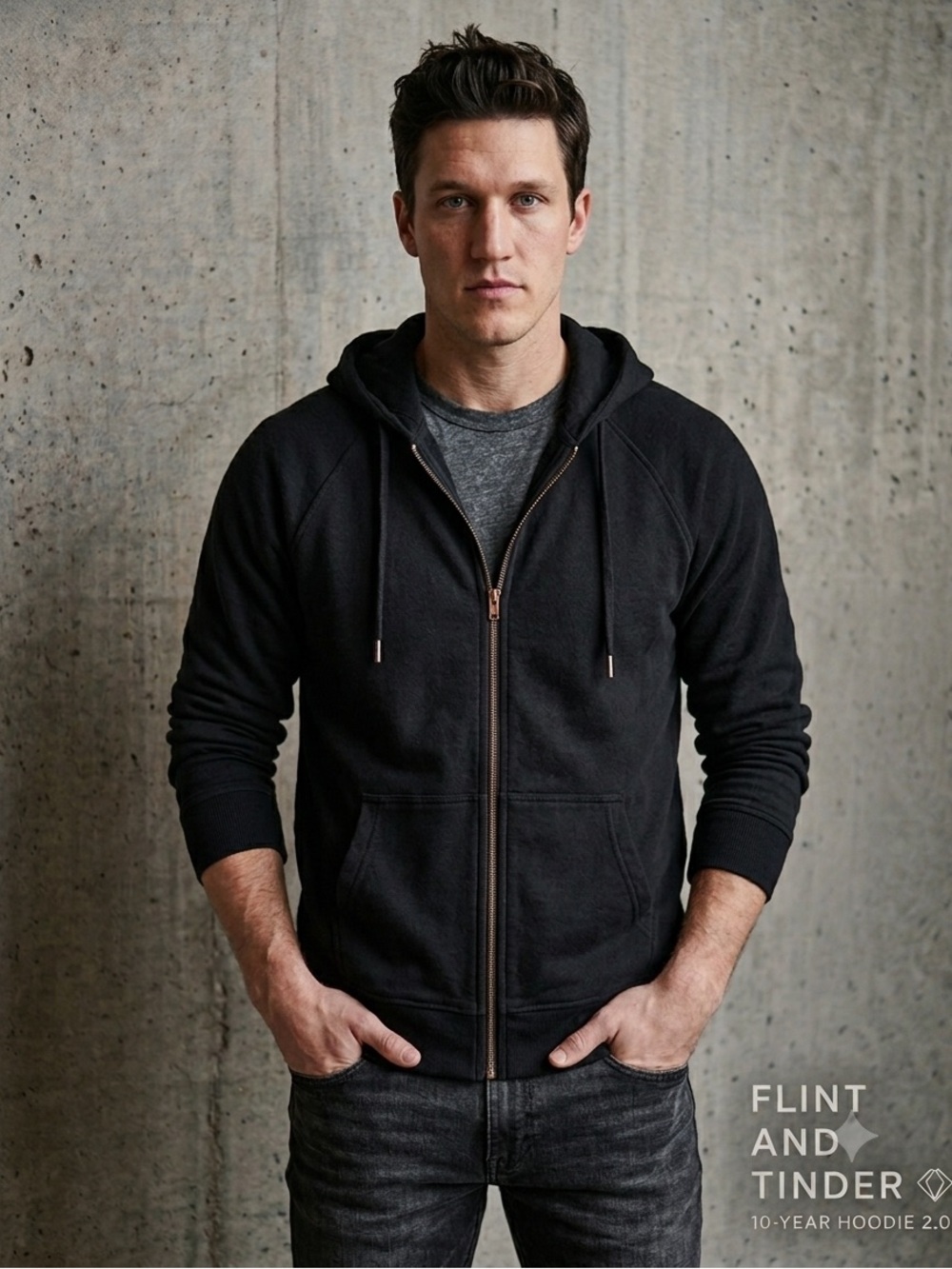 NIB Flint and Tinder 10-Year Full Zip Hoodie 2.0 Black Large Factory Sealed - Picture 4 of 12